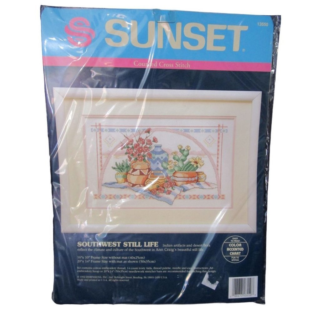 Southwest Still Life Counted Cross Stitch Kit 1992 Sunset 13550 New Old Stock